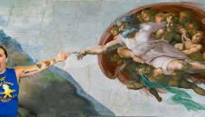 Photo of Val by Eric Lyons Photography, Sistine Chapel image by Michaelangelo, Photoshop image by Jake Silker
